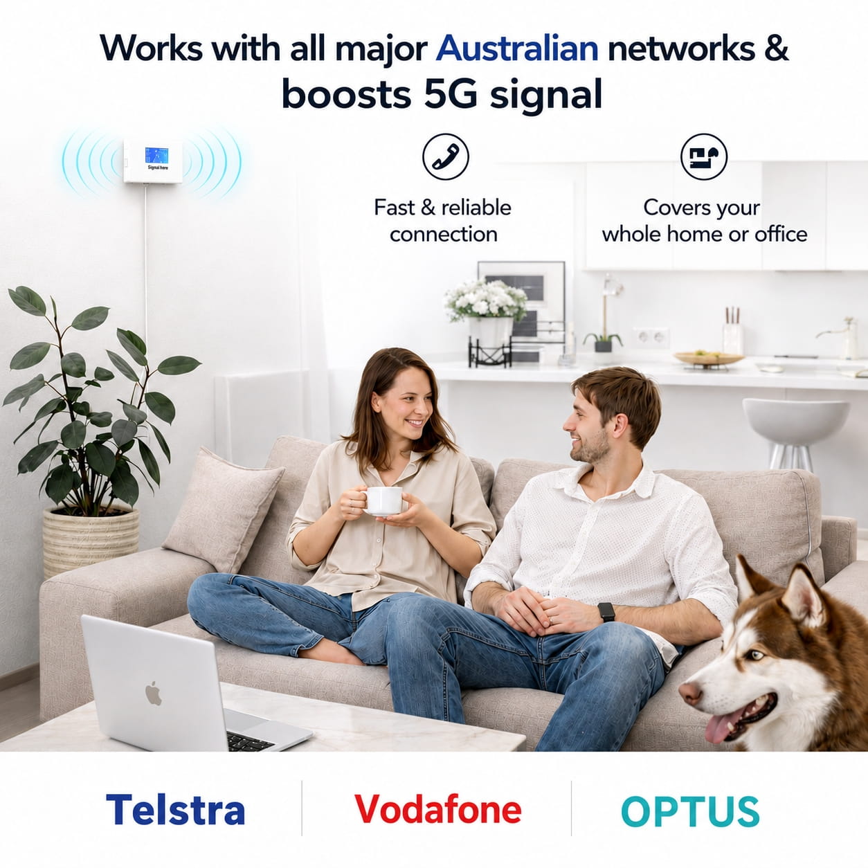 Mobile Signal Booster All Networks – Tri-Band – 300 sqm. (Power Line)