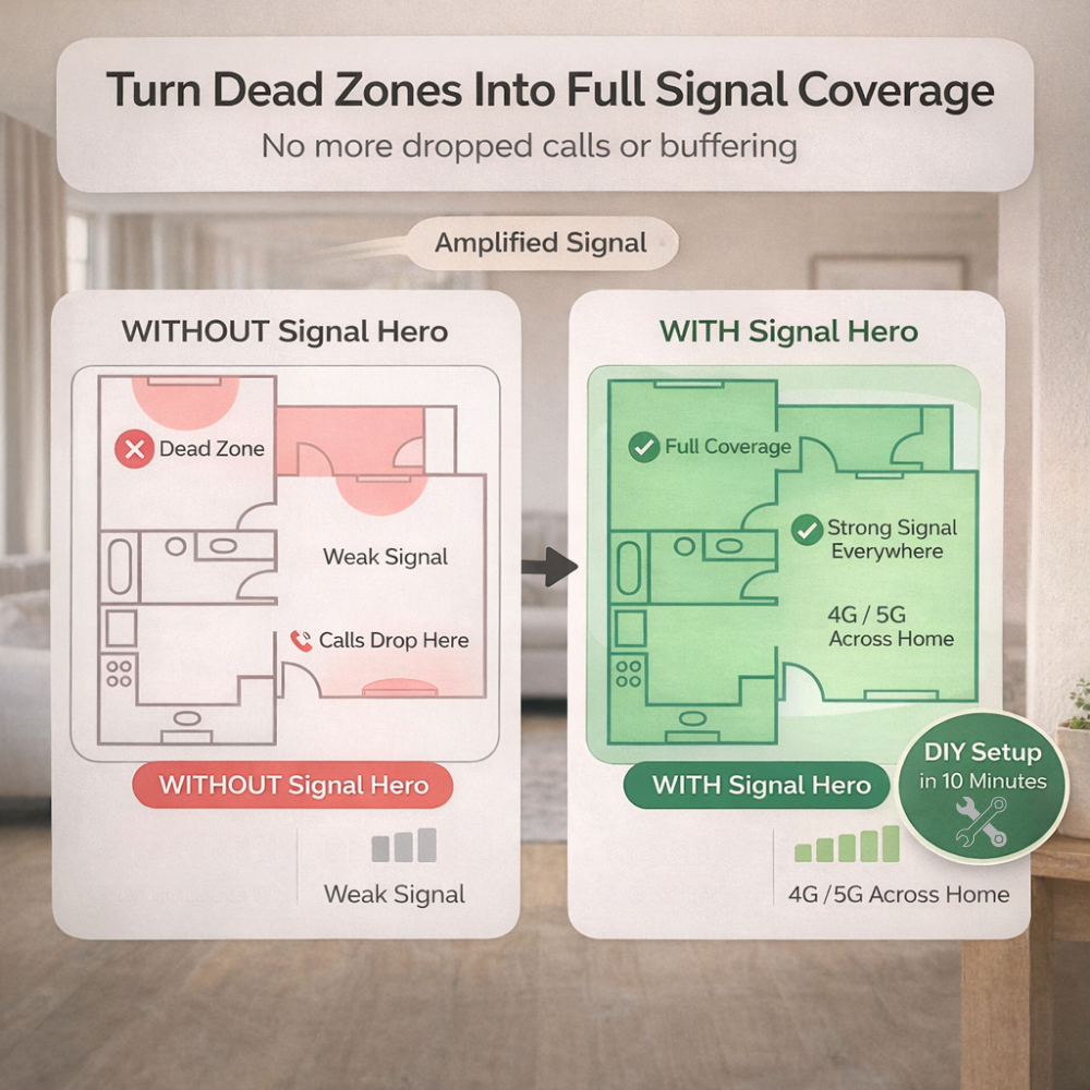 Mobile Signal Booster All Networks – Tri-Band – 300 sqm. (Power Line)